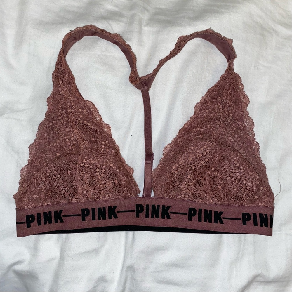 DONATED Victorias Secret PINK Mauve Lacy Halter Bralette Size L